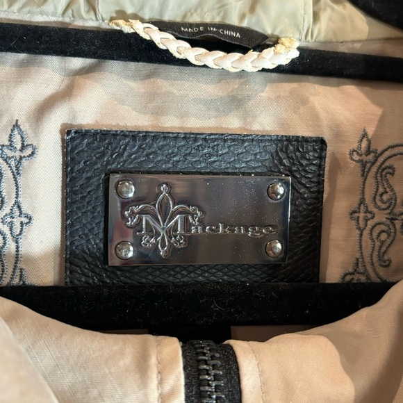 MACKAGE Sz S Kelsie Tan W/ Black Accents  Hooded Back Buckle Many Pockets Jacket - Picture 6 of 14